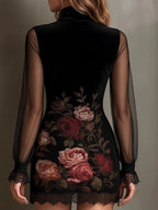 Katarzyna - Vestito in Velluto con Fiori