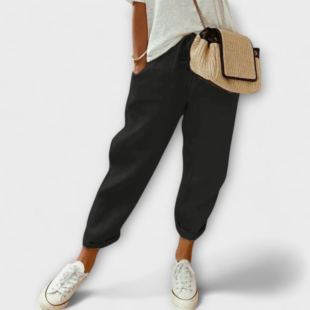 Natalia | pantaloni casual in lino alla moda – pantaloni da donna | Erminia Boutique Bologna