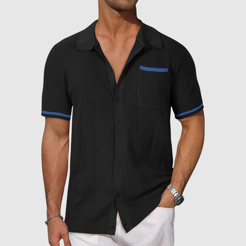 Igor - Camicia con Collo Camp in Colore Contrasto