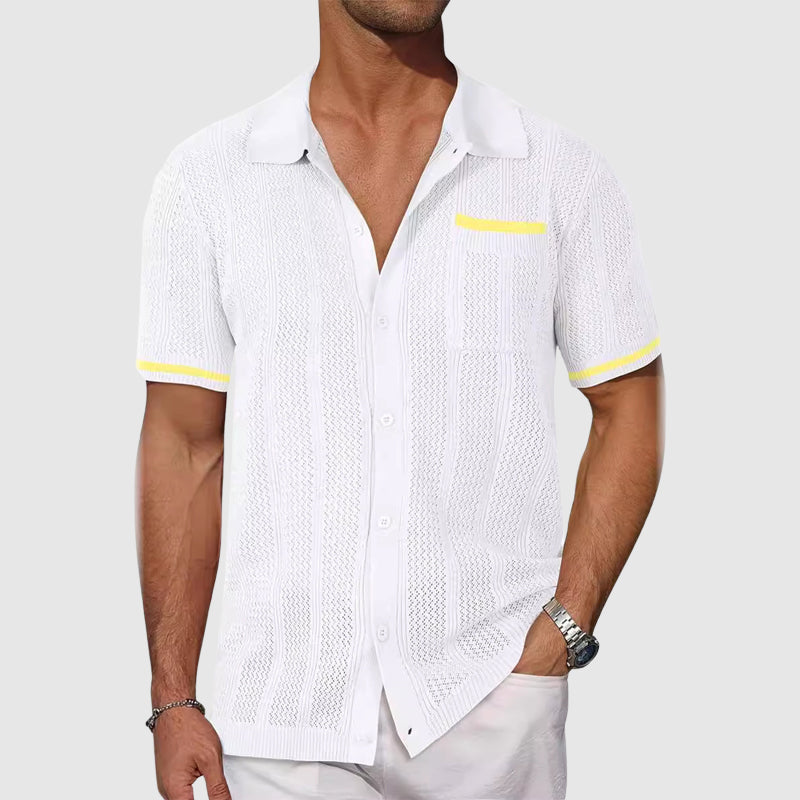 Igor - Camicia con Collo Camp in Colore Contrasto