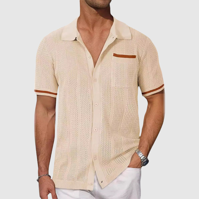 Igor - Camicia con Collo Camp in Colore Contrasto