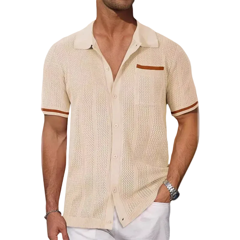 Igor - Camicia con Collo Camp in Colore Contrasto