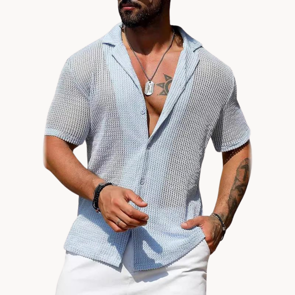 Alessandro | Camicia a Maniche Corte in Rete – camicie e polo da uomo | Erminia Boutique Bologna