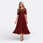Anna | Abito in Pizzo con Maniche Corte – abiti eleganti da donna | Erminia Boutique Bologna