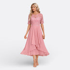 Anna | Abito in Pizzo con Maniche Corte – abiti eleganti da donna | Erminia Boutique Bologna