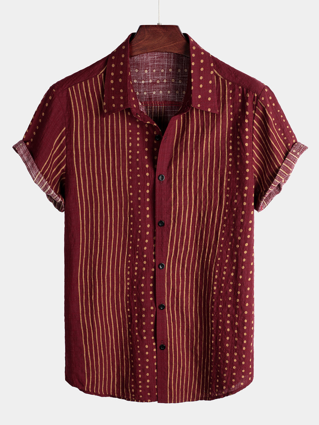Camicia da uomo in cotone traspirante a maniche corte a righe