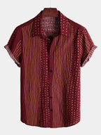 Camicia da uomo in cotone traspirante a maniche corte a righe