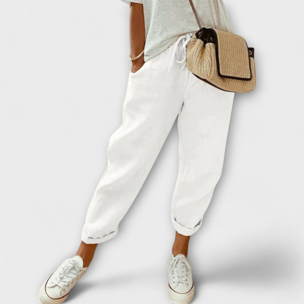 Natalia | pantaloni casual in lino alla moda – pantaloni da donna | Erminia Boutique Bologna