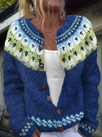 Ottavia | Cardigan blu royal nordico – cardigan nordico da donna | Erminia Boutique Bologna