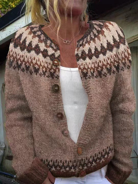 Mara | Cardigan cammello nordico – cardigan nordico da donna | Erminia Boutique Bologna