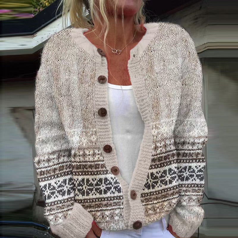 Roberta | Cardigan panna a bande nordiche – cardigan nordico da donna | Erminia Boutique Bologna