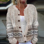 Roberta | Cardigan panna a bande nordiche – cardigan nordico da donna | Erminia Boutique Bologna