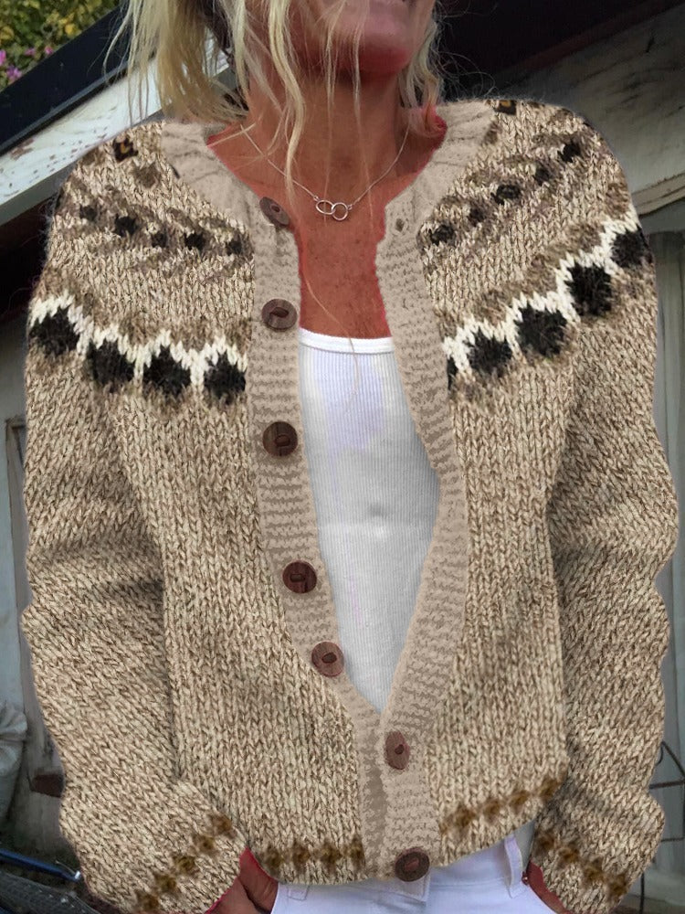Letizia | Cardigan crema con motivo nordico – cardigan nordico da donna | Erminia Boutique Bologna