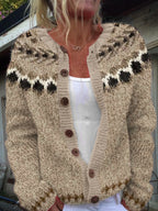Letizia | Cardigan crema con motivo nordico – cardigan nordico da donna | Erminia Boutique Bologna