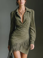 Nela – abito mini oliva in suede