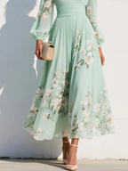Anna - Vestito midi verde con scollatura a V