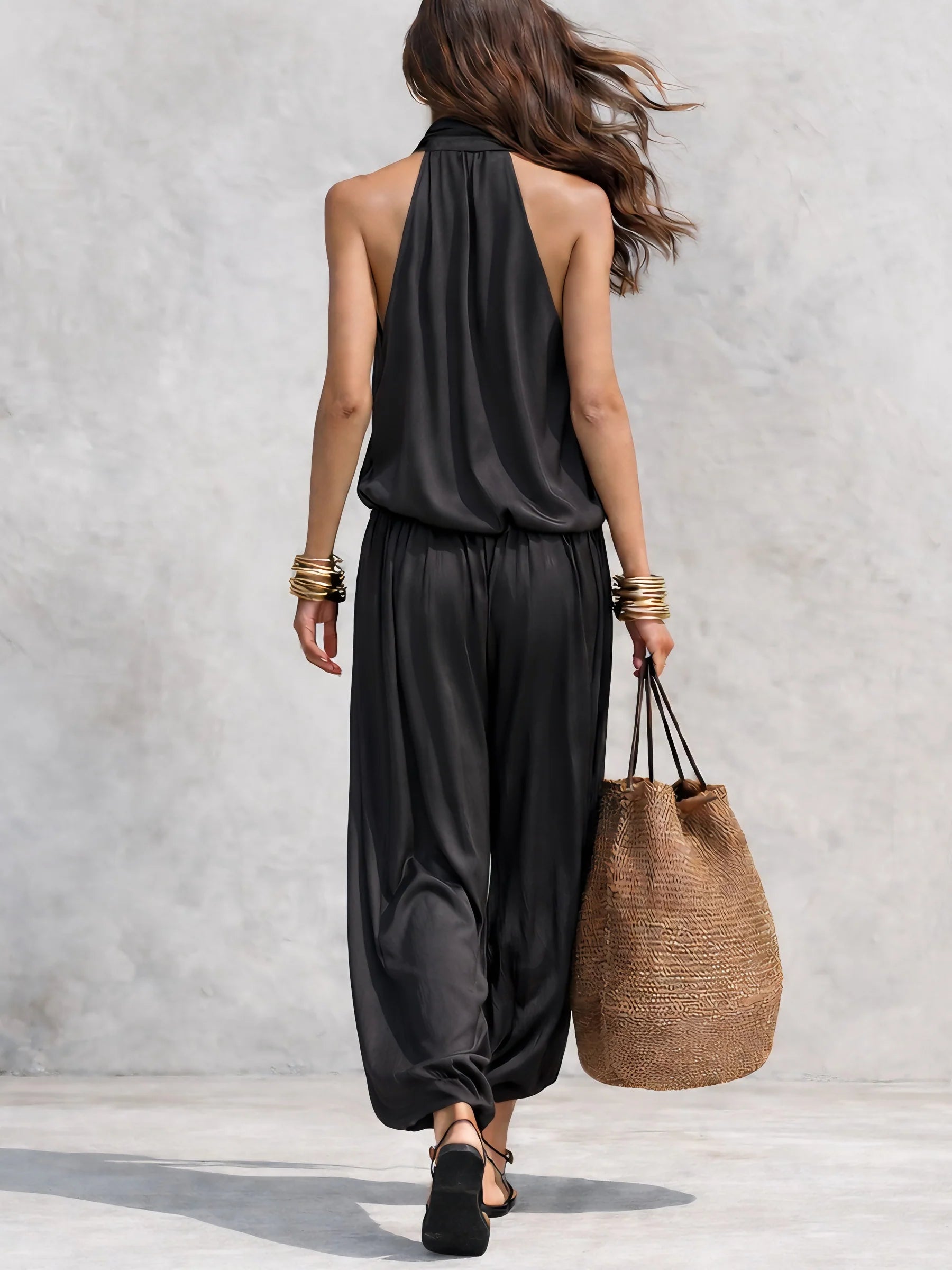 Zofia - Top Halter e Pantaloni Ampi Plissettati