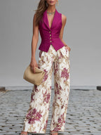 Zofia - Gilet e Pantaloni Larghi a Fiori