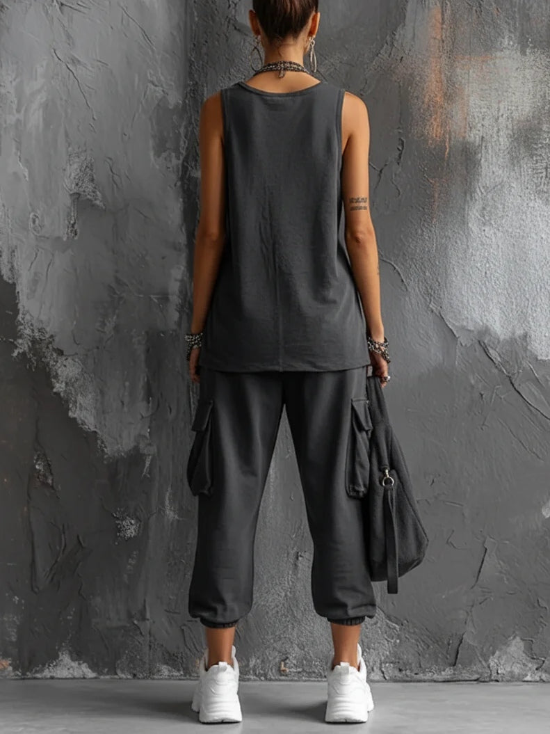 Weronika - Gilet Senza Maniche e Pantaloni Cargo Jogger