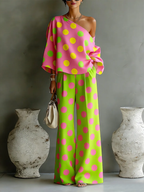 Klaudia - Top con Spalle Scoperte e Pantaloni di Satin