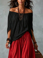 Natalia - Top Corto con Spalline e Pantaloni Lanterne