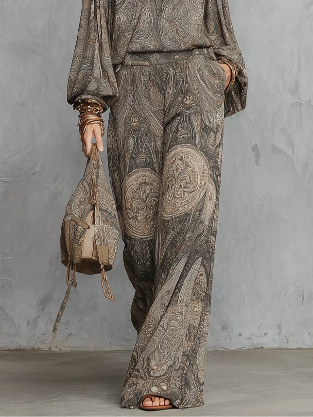 Klaudia - Blusa con Maniche a Lanterne e Pantaloni Larghi
