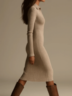 Ksenia - Vestito midi beige a coste