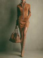 Karolina – abito mini in suede con zip