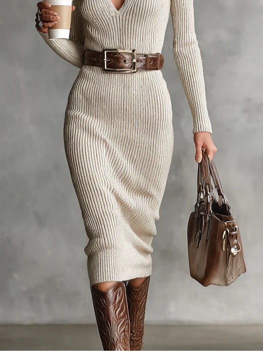 Bozena - Abito midi in maglia con cintura
