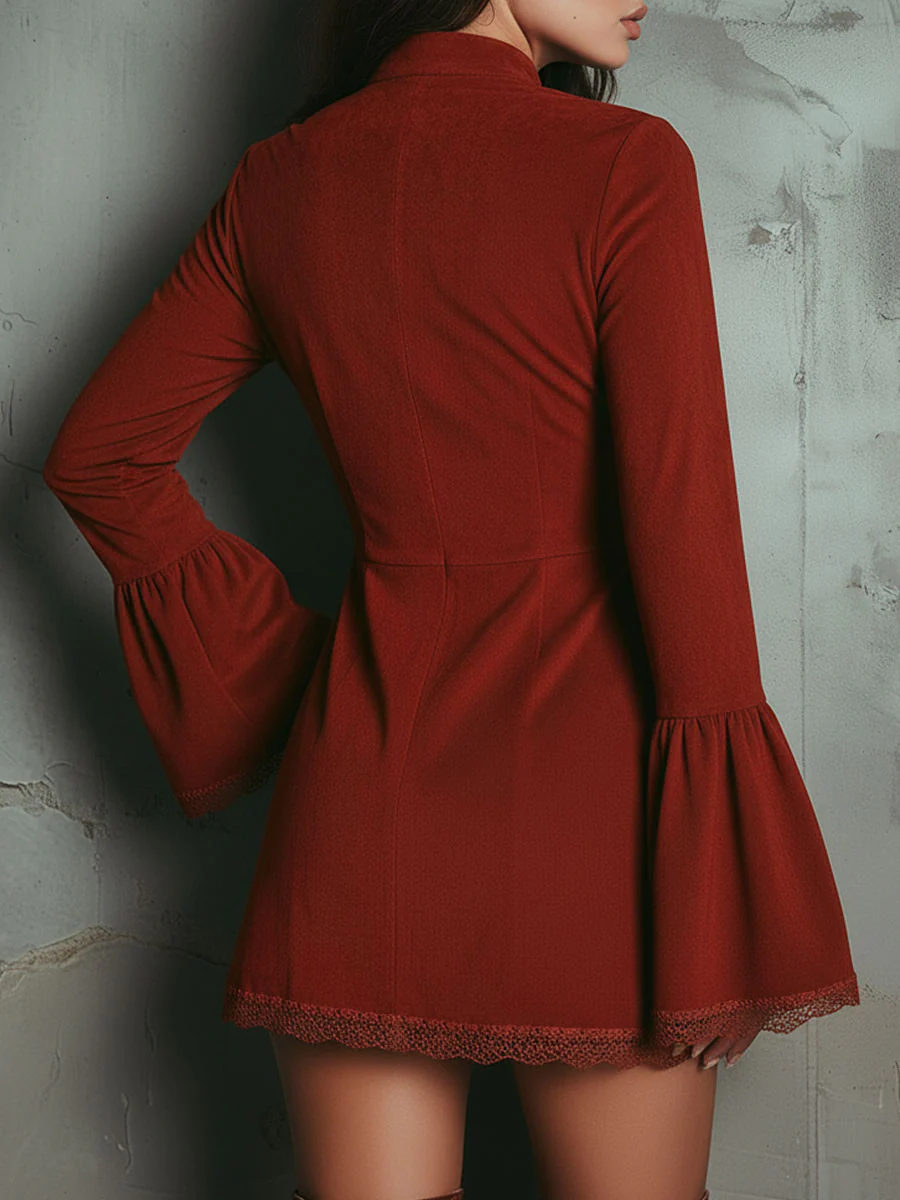 Elwira – abito mini vintage ricamato in suede