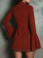 Elwira – abito mini vintage ricamato in suede