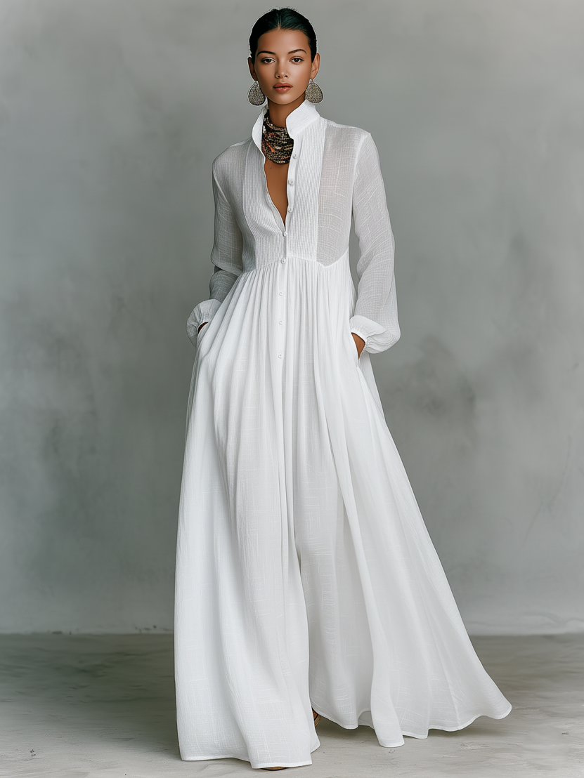 Antonina – Abito Maxi Elegante con Fondo Plissettato