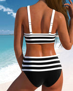 Klaudia - Bikini a righe con vita alta