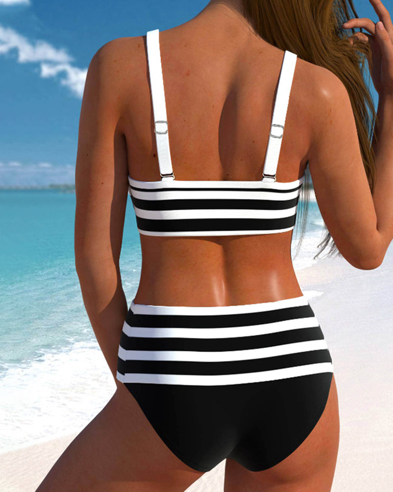 Klaudia - Bikini a righe con vita alta