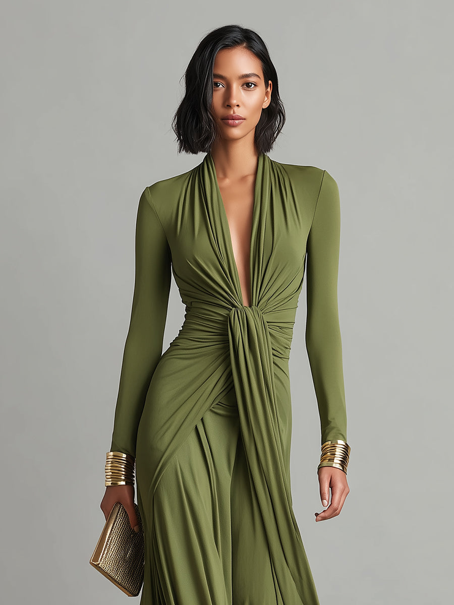 Zofia – Abito Maxi Elegante con Drappeggio
