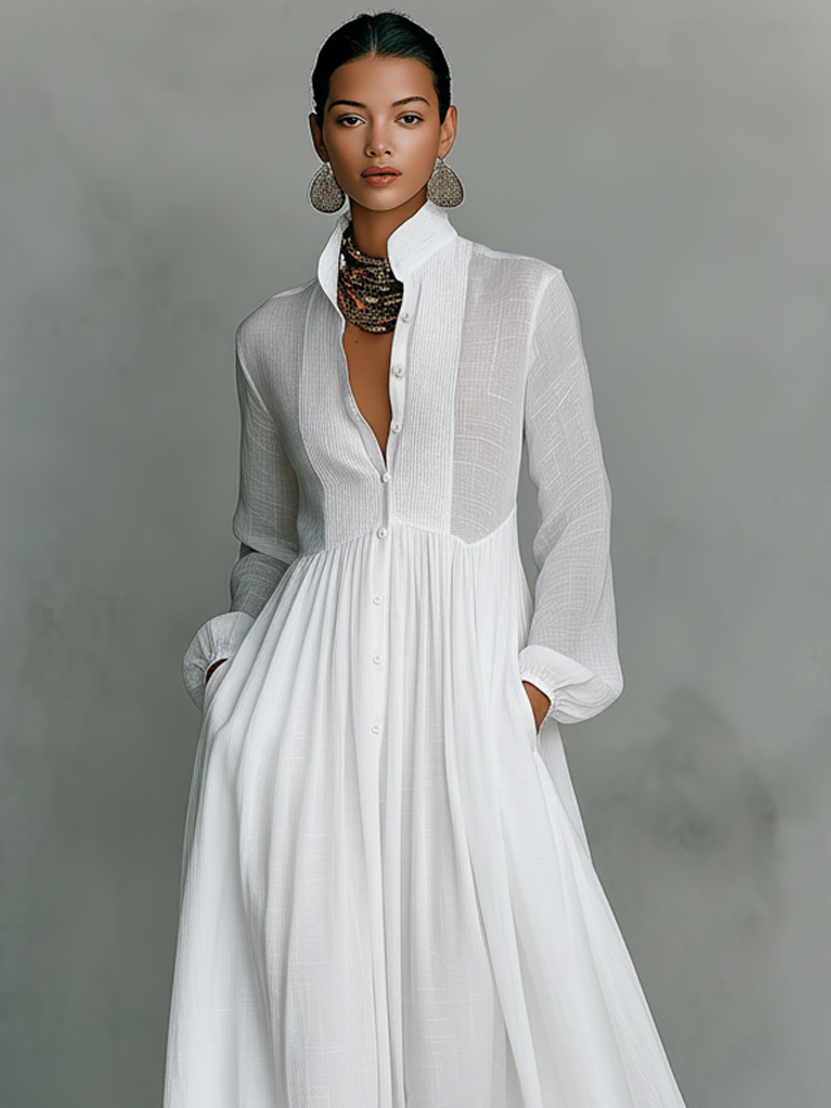Antonina – Abito Maxi Elegante con Fondo Plissettato