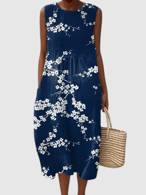 Agnieszka – Elegante Vestito Midi con Motivo Floreale