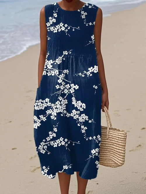 Agnieszka – Elegante Vestito Midi con Motivo Floreale