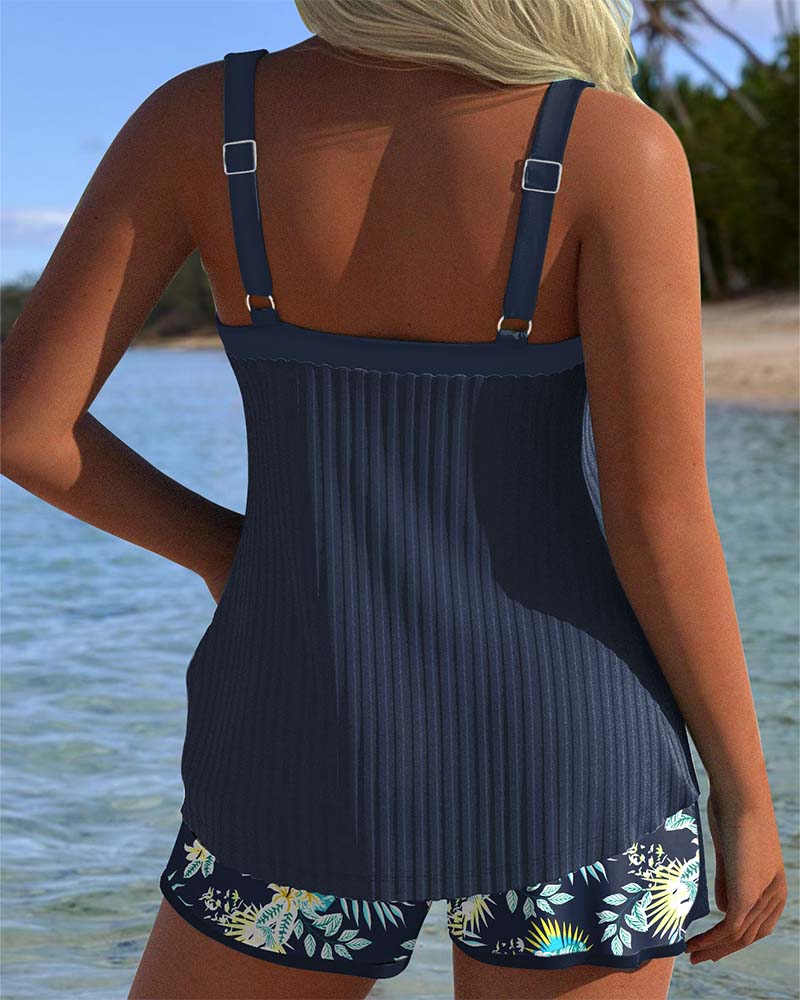Dagmara - Tankini a righe con pantaloni da spiaggia a due pezzi