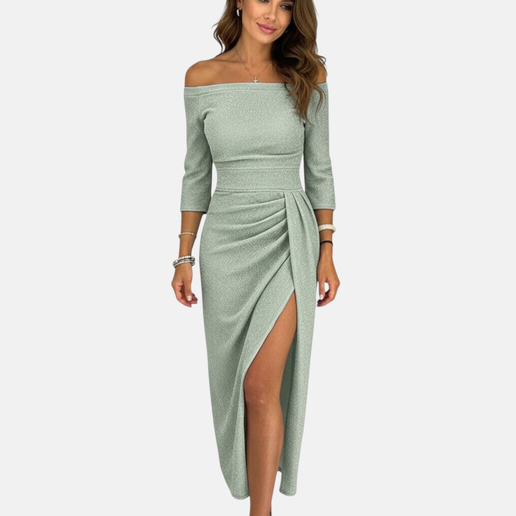 Barbara | Abito da sera con spalle scoperte – abiti invernali da donna | Erminia Boutique Bologna