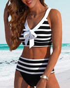 Klaudia - Bikini a righe con vita alta