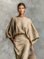 Weronika – Completo Elegante a Due Pezzi con Gonna Drappeggiata