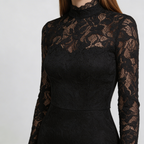 Elwira - Elegante abito maxi nero con pizzo