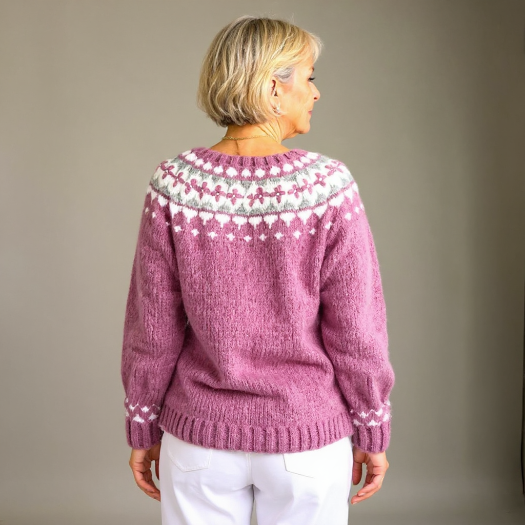 Rosetta | Cardigan rosa antico nordico – cardigan nordico da donna | Erminia Boutique Bologna