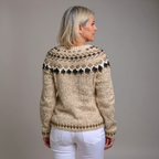 Letizia | Cardigan crema con motivo nordico – cardigan nordico da donna | Erminia Boutique Bologna
