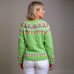 Norma | Cardigan verde lime nordico – cardigan nordico da donna | Erminia Boutique Bologna