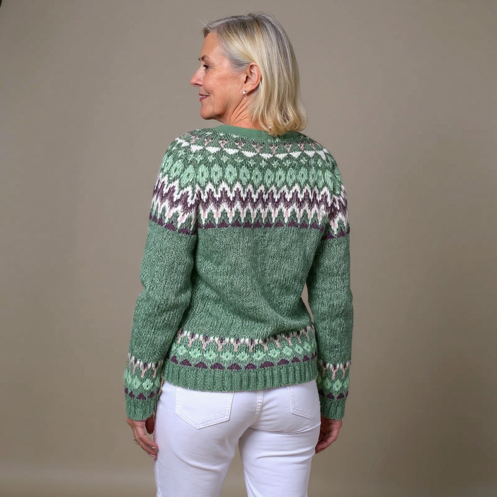 Beatrice | Cardigan verde salvia nordico – cardigan nordico da donna | Erminia Boutique Bologna