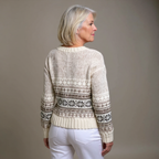 Roberta | Cardigan panna a bande nordiche – cardigan nordico da donna | Erminia Boutique Bologna
