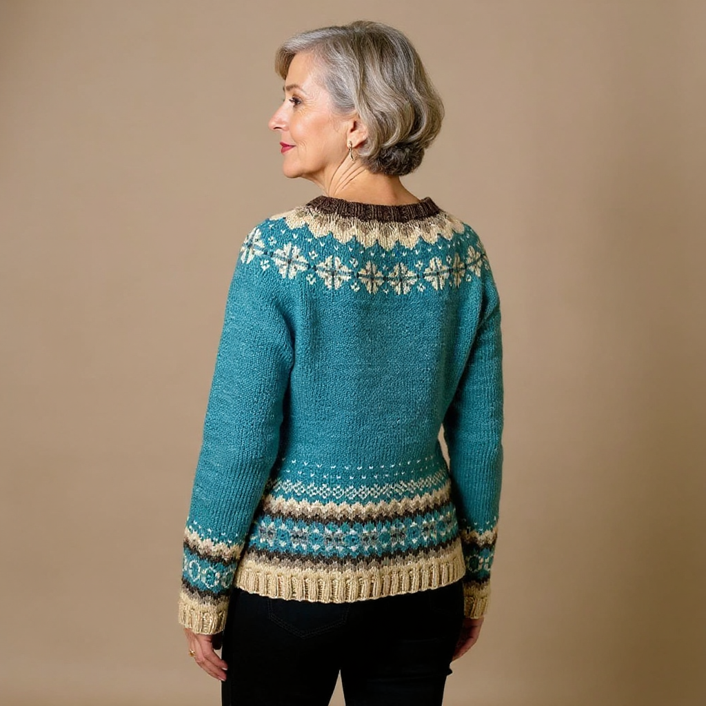 Mariangela | Cardigan verde petrolio – cardigan nordico da donna | Erminia Boutique Bologna