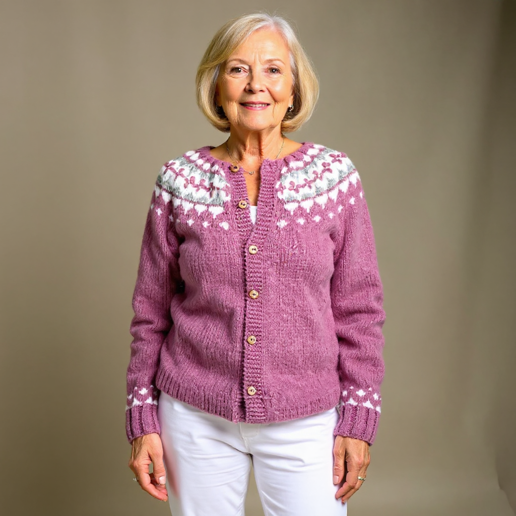 Rosetta | Cardigan rosa antico nordico – cardigan nordico da donna | Erminia Boutique Bologna